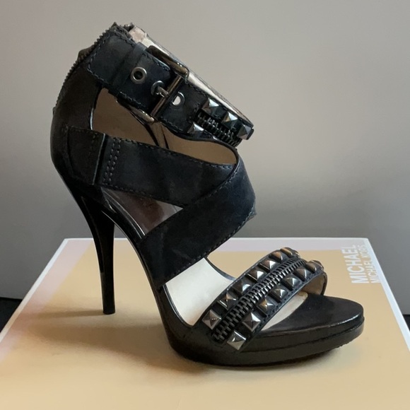 Michael Kors Black Stiletto Heels with Studded Straps - Picture 1 of 7